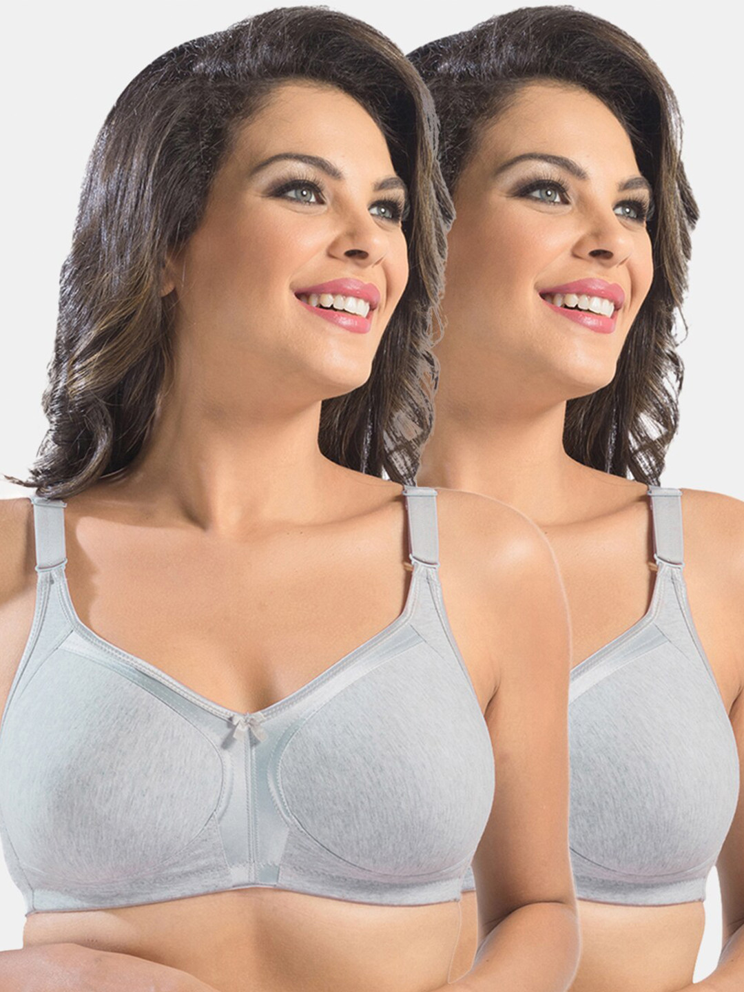 Sonari Pack Of 2 Grey Non Padded No Wired Everyday Bra