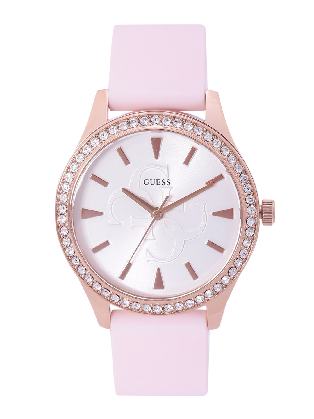 GUESS Women Off- White Patterned Dial & Pink Straps Analogue Watch GW0359L3
