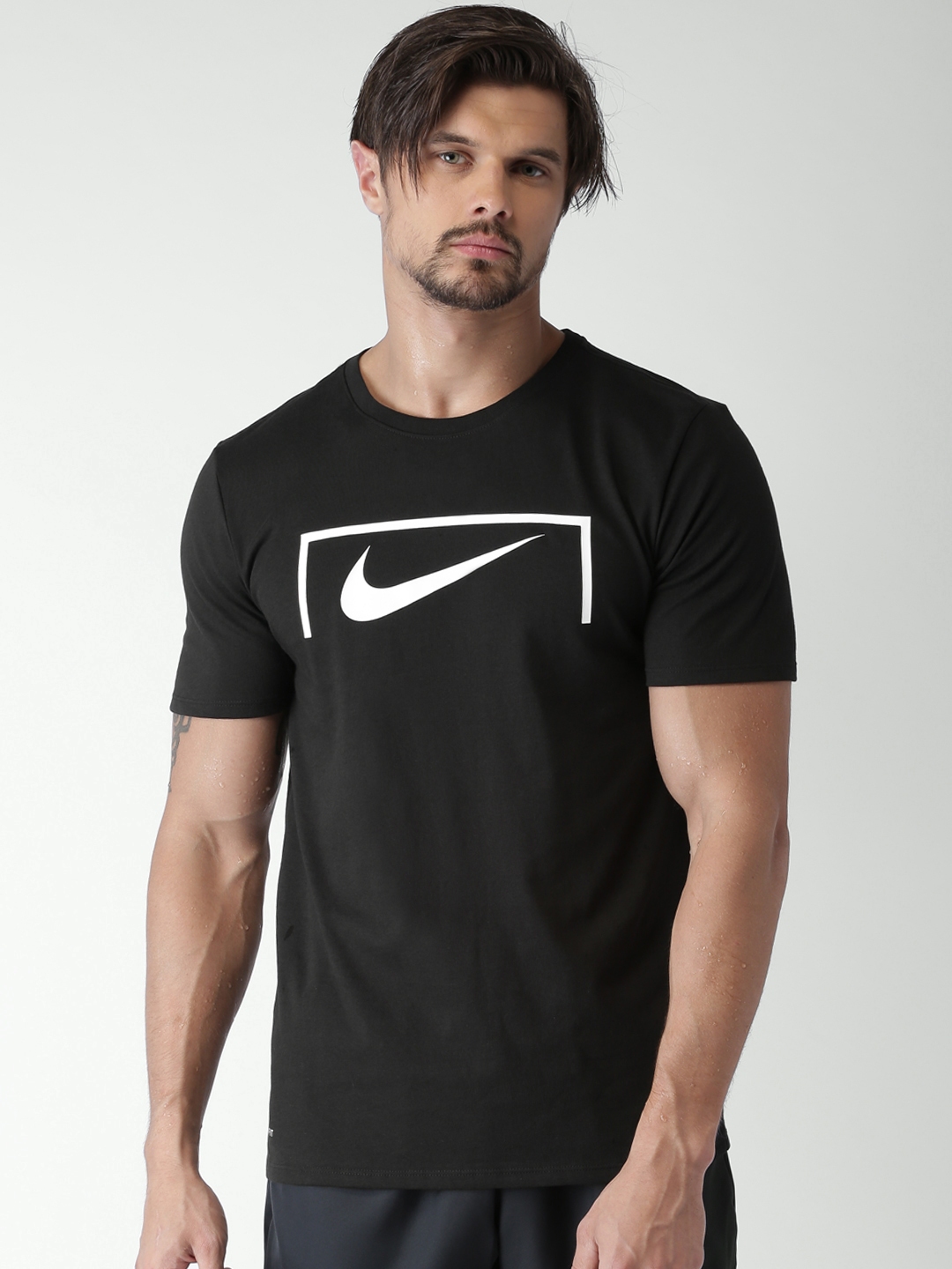Nike Men Black Printed AS M NK SWSH GOAL DriFIT T-shirt