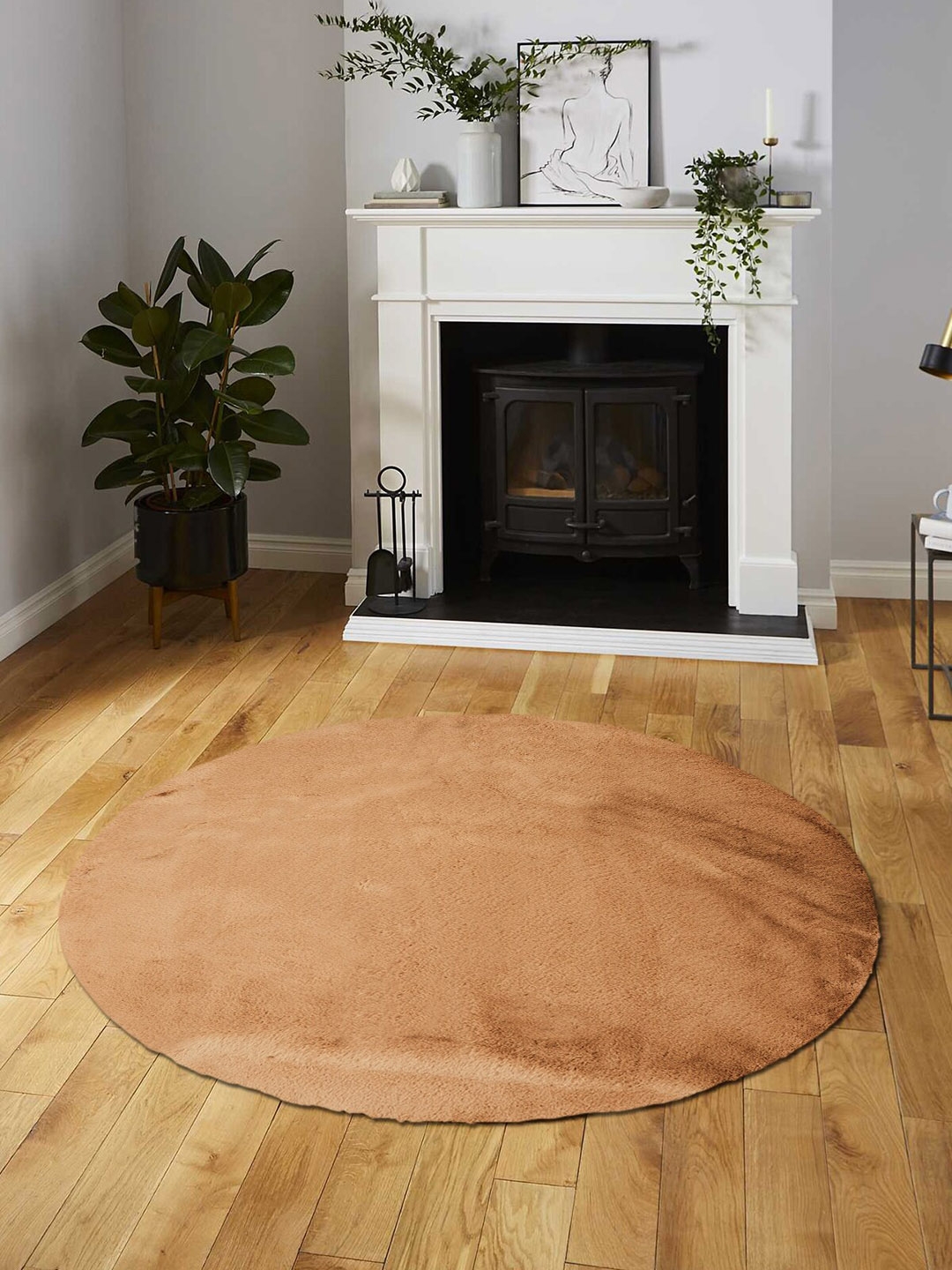 OBSESSIONS Camel Brown Solid Centerpiece Carpet