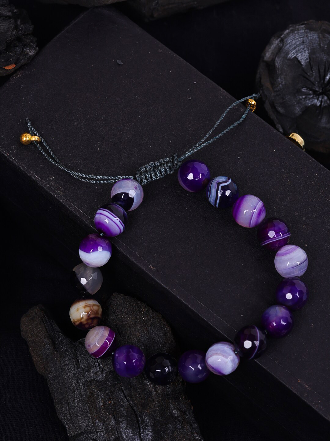 DIVA WALK Women Gold-Toned & Purple Agate Wraparound Bracelet