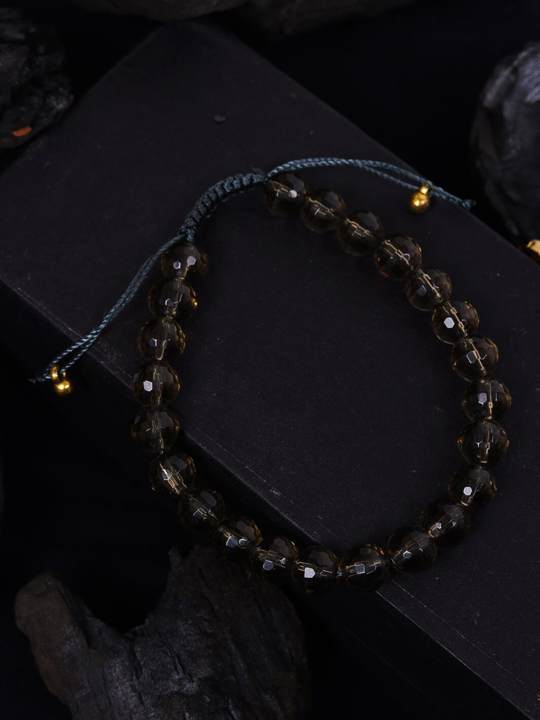 DIVA WALK Women Gold-Toned & Brown Amethyst Gold-Plated Cuff Bracelet