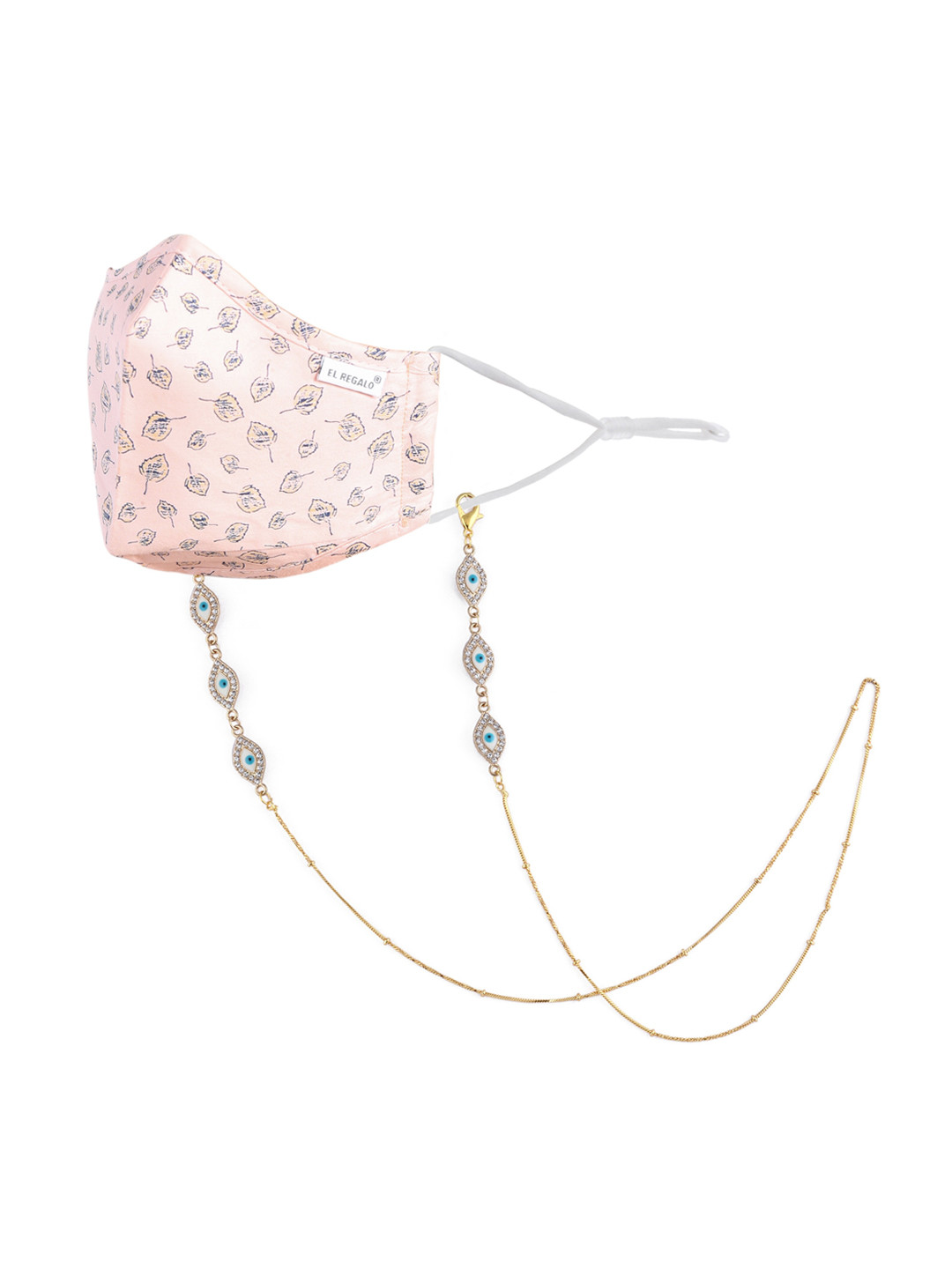 EL REGALO Women Gold-Toned & White Stone-Studded Mask Chains