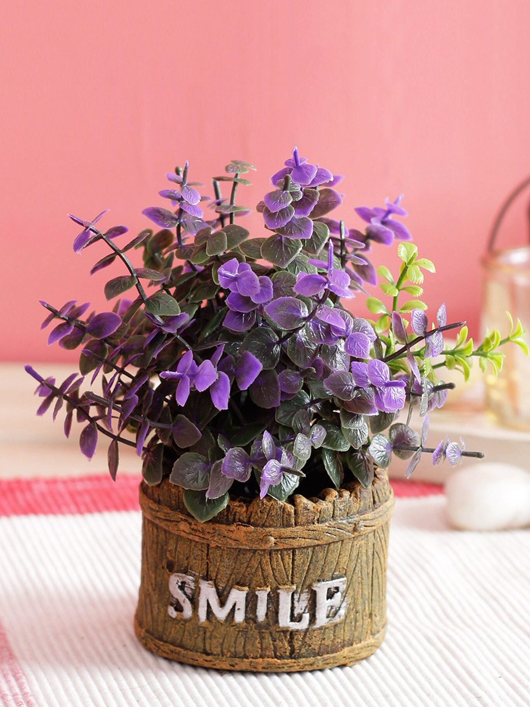 AMFLIX Purple Artificial Bonsai Plant with Pot