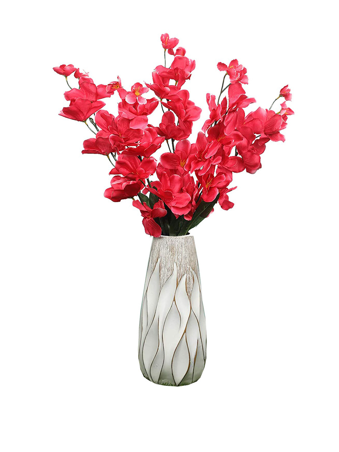 AMFLIX  Red & Green Artificial Bonsai Orchid Flowers