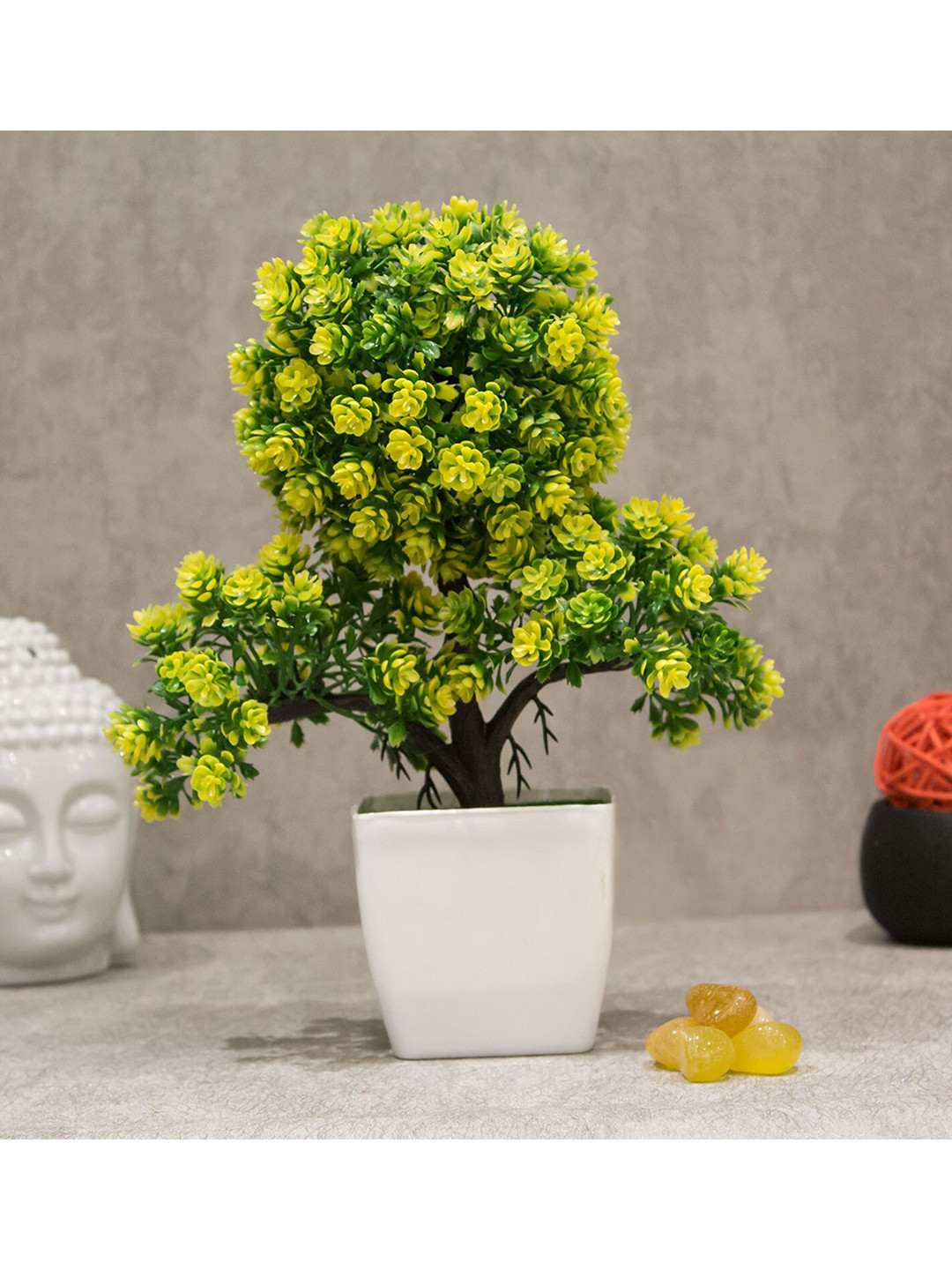 AMFLIX Yellow Bonsai Artificial Flowers & Plants With Pot