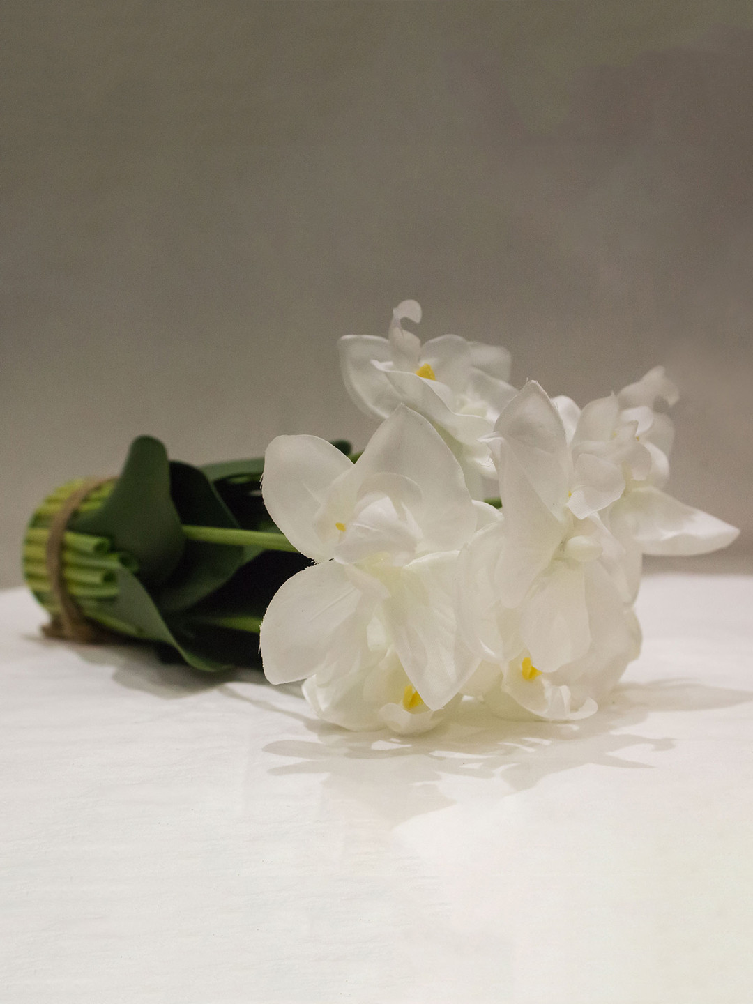 AMFLIX White & Green  Artificial Orchid Flowers Bunch