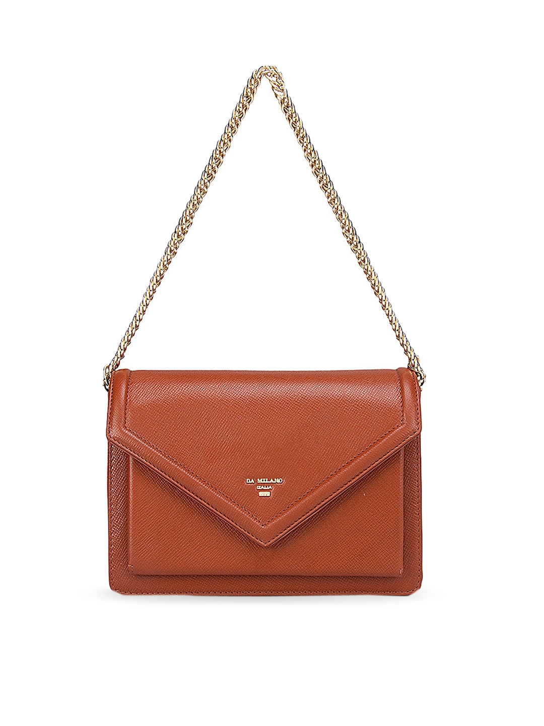 Da Milano Rust Leather Structured Sling Bag