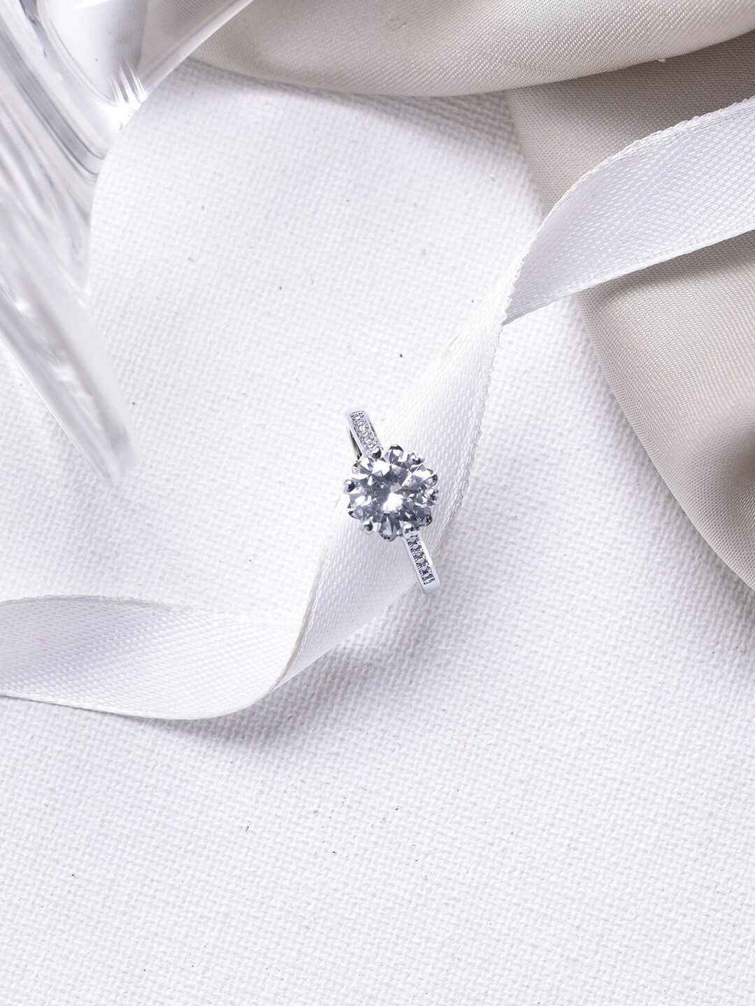 JOKER & WITCH  Silver Toned Achlys Rhinestone Ring