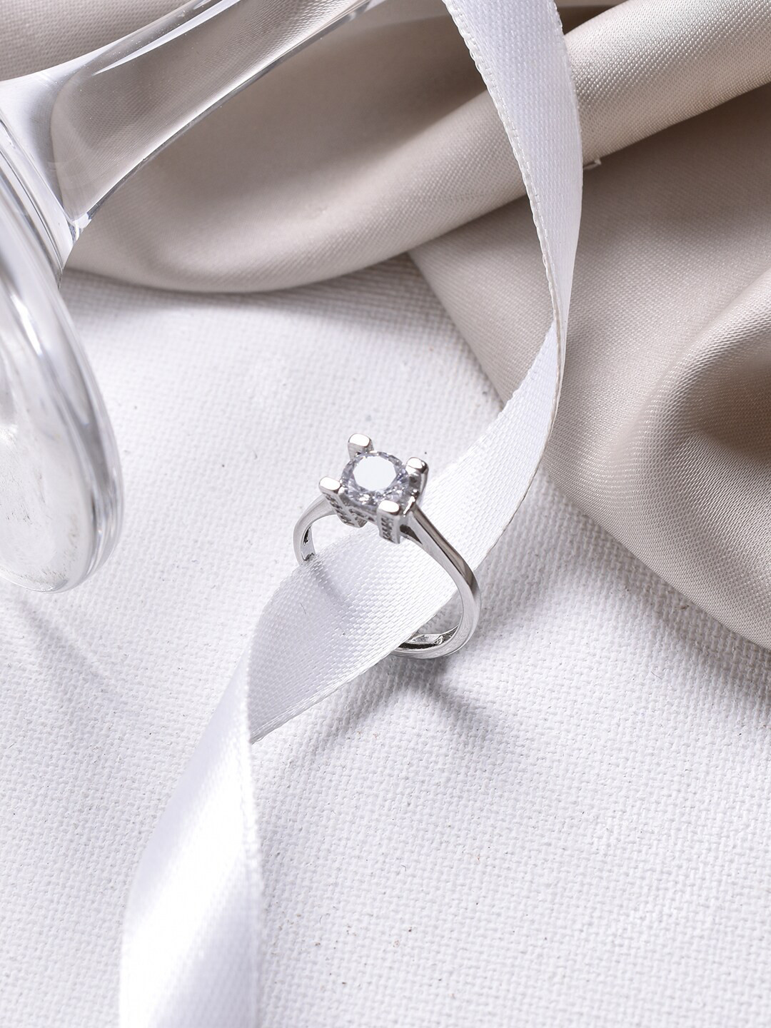 JOKER & WITCH Silver-Toned Rora Square Cut Adjustable Ring