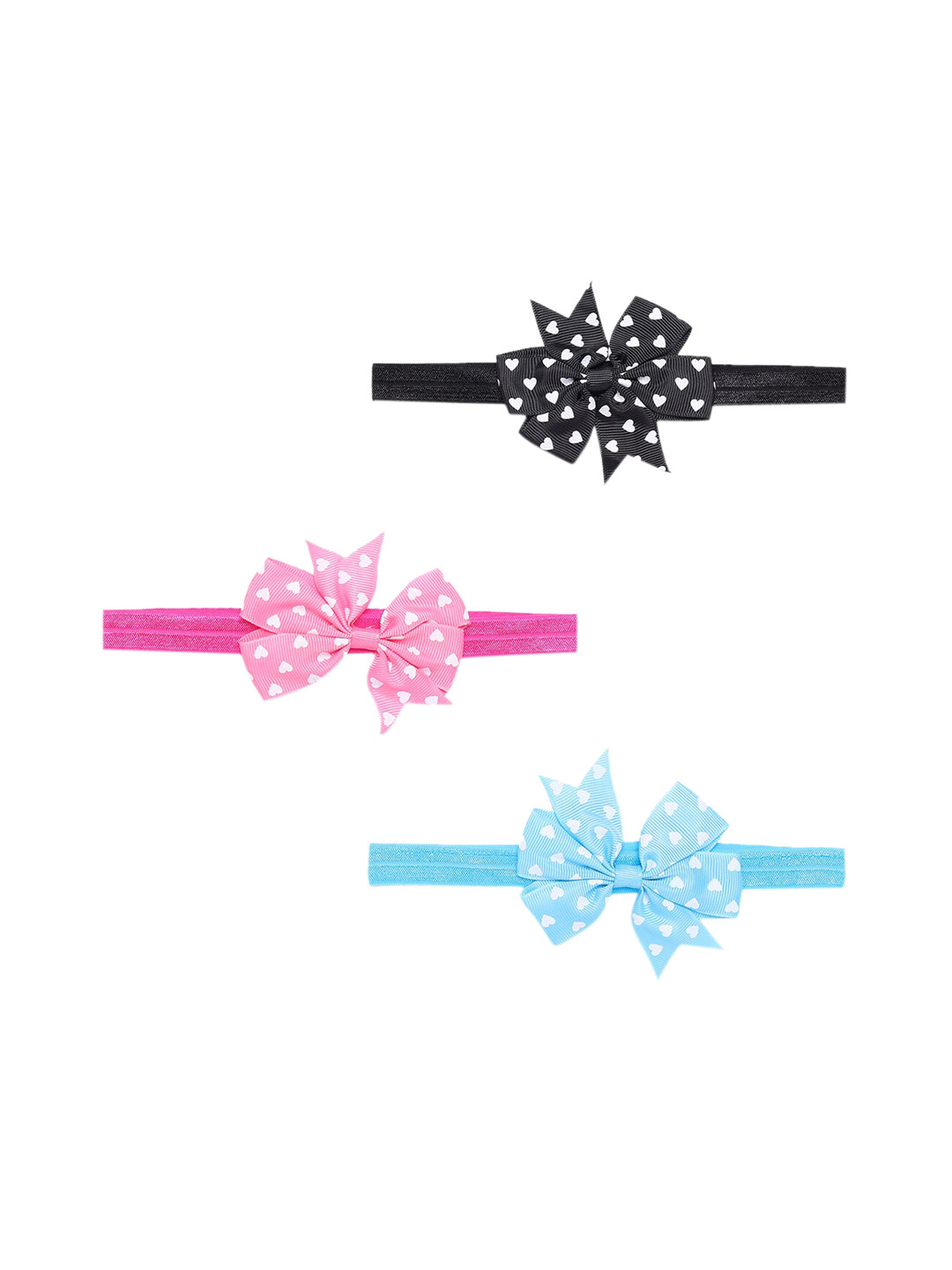 Babymoon Girls Pink & Blue Set of 3 Bow Styled Hairbands