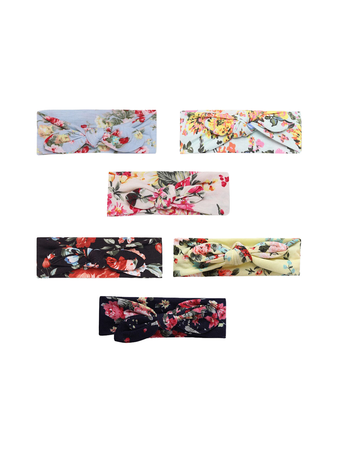 Babymoon Girls Multicoloured Set of 6 Knotted Hairbands
