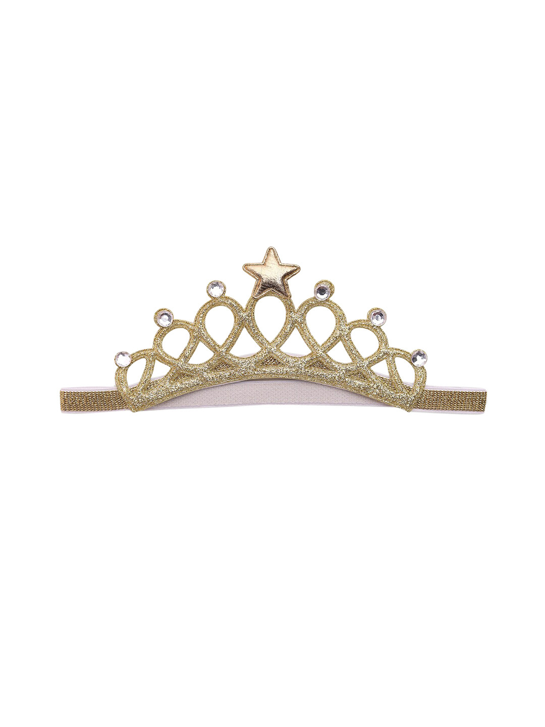 Babymoon Girls Gold-Toned Embellished Crown-Shaped Hairband