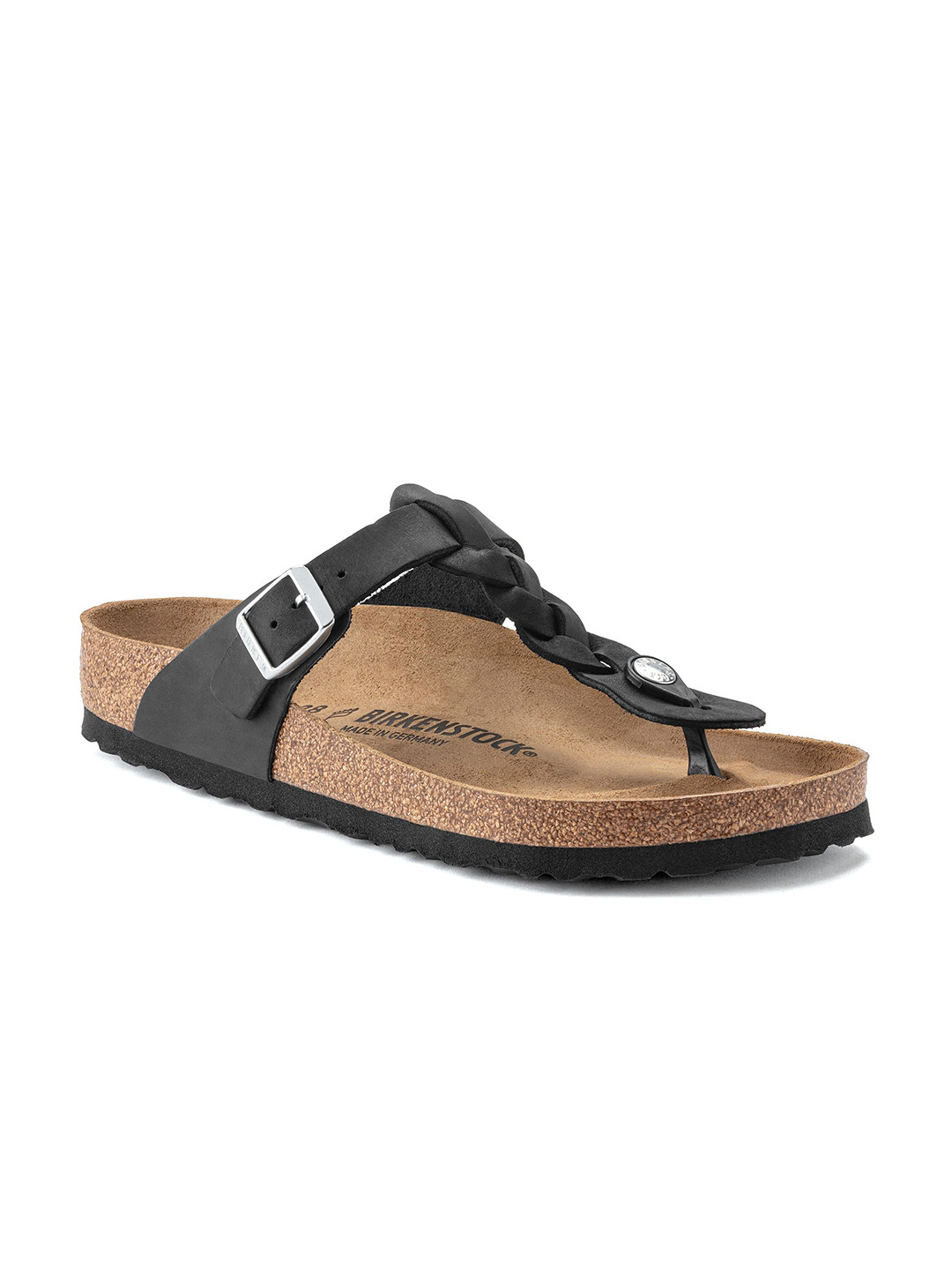Birkenstock Gizeh Black Regular Width Oiled Leather Thong Sandals