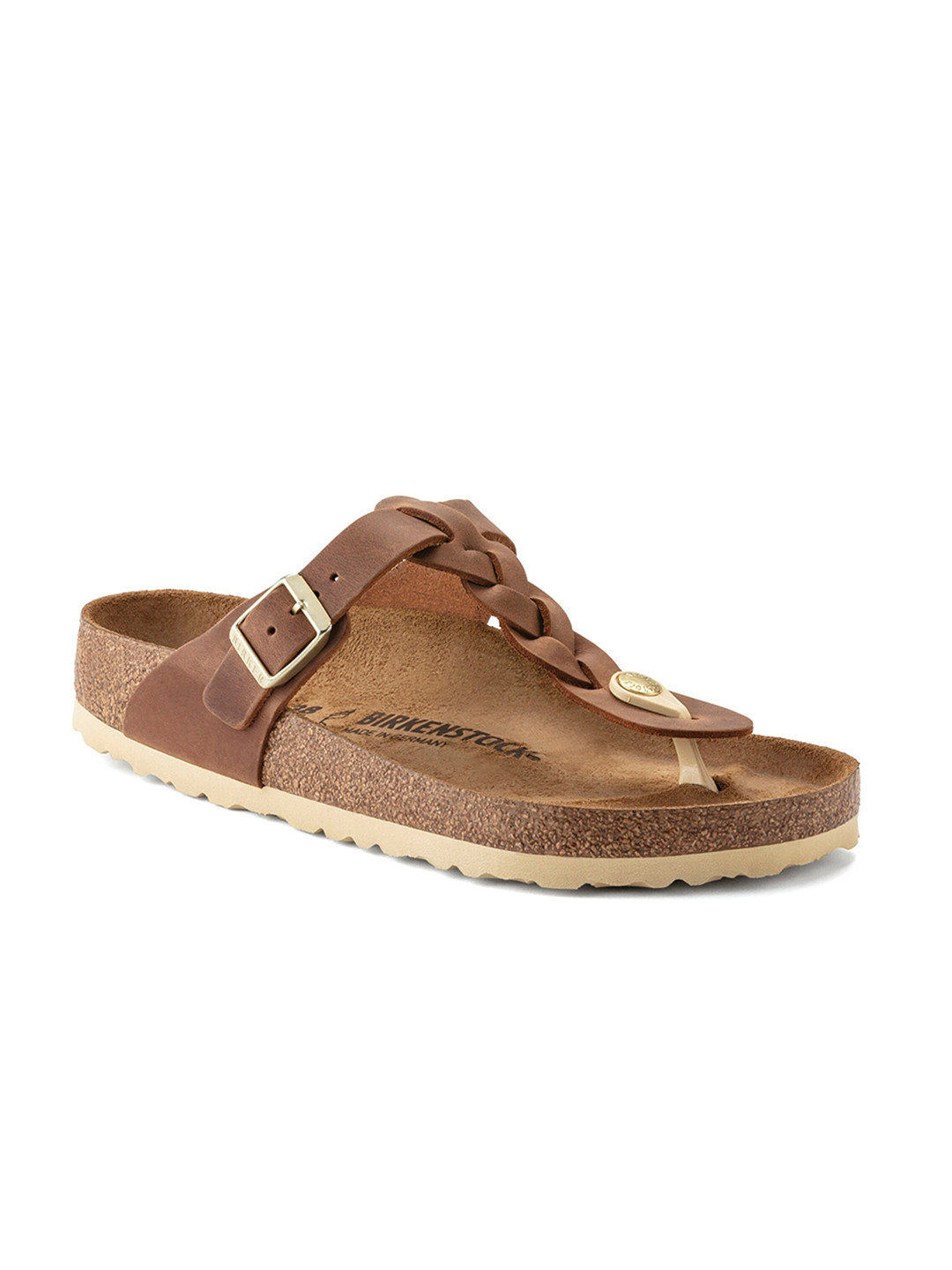 Birkenstock Gizeh Cognac Regular Width Oiled Leather Thong Sandals