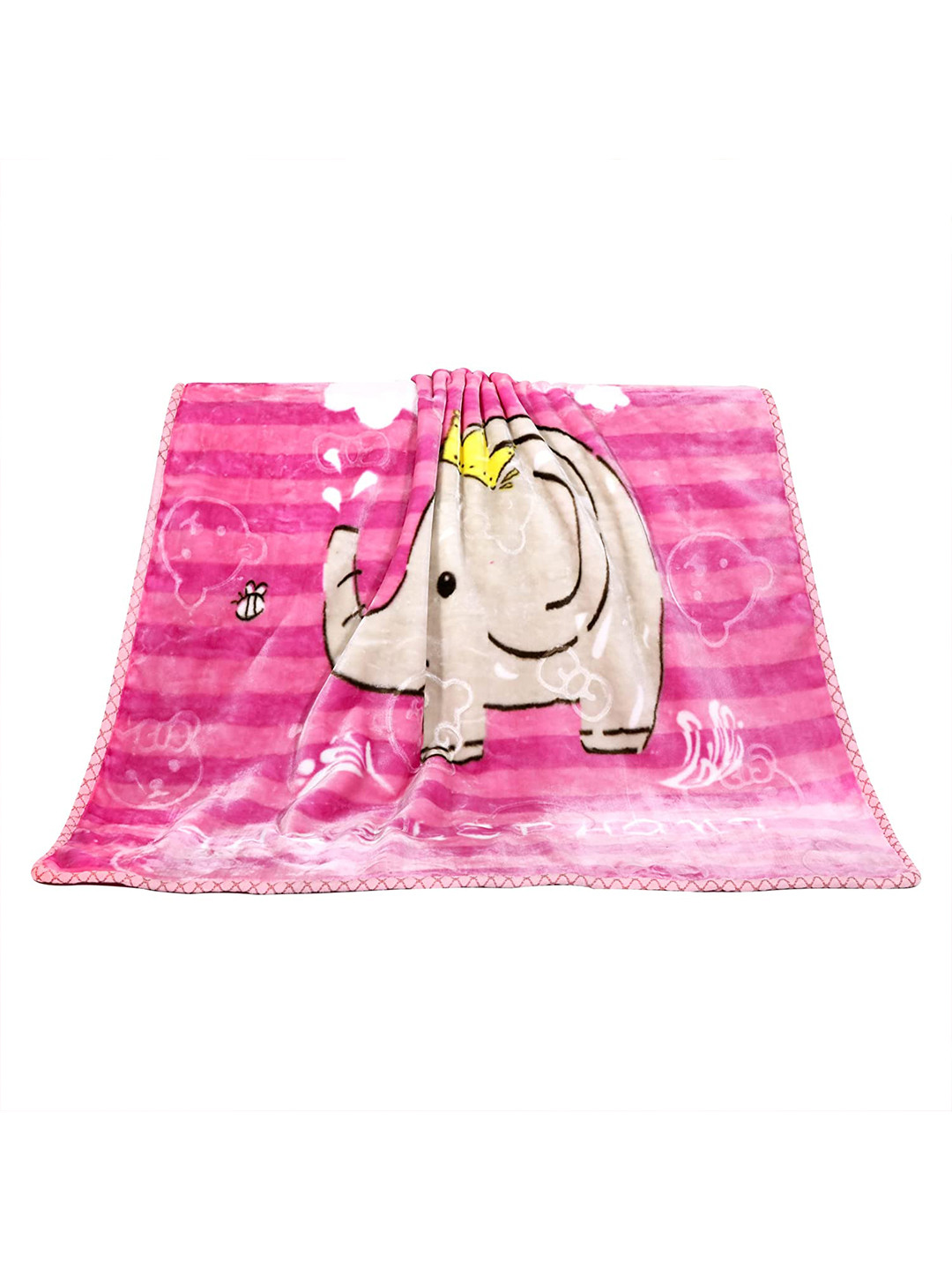 Butterthief Pink & Yellow Cartoon Printed Mild Winter 300 GSM Single Bed Blanket