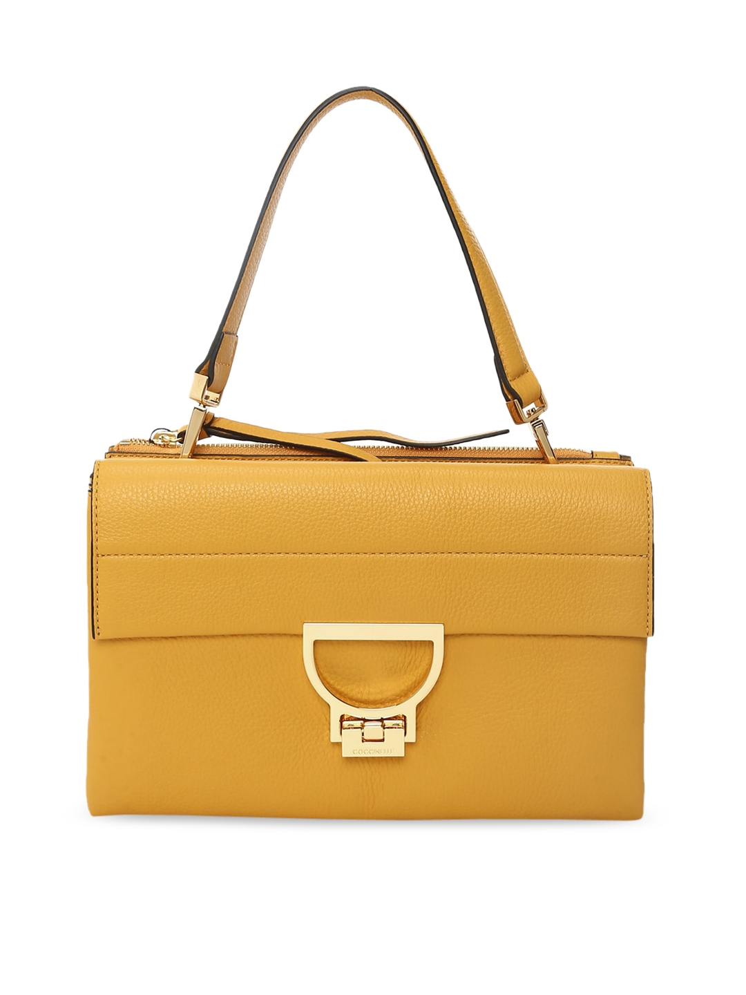 Coccinelle Yellow Leather Structured Satchel