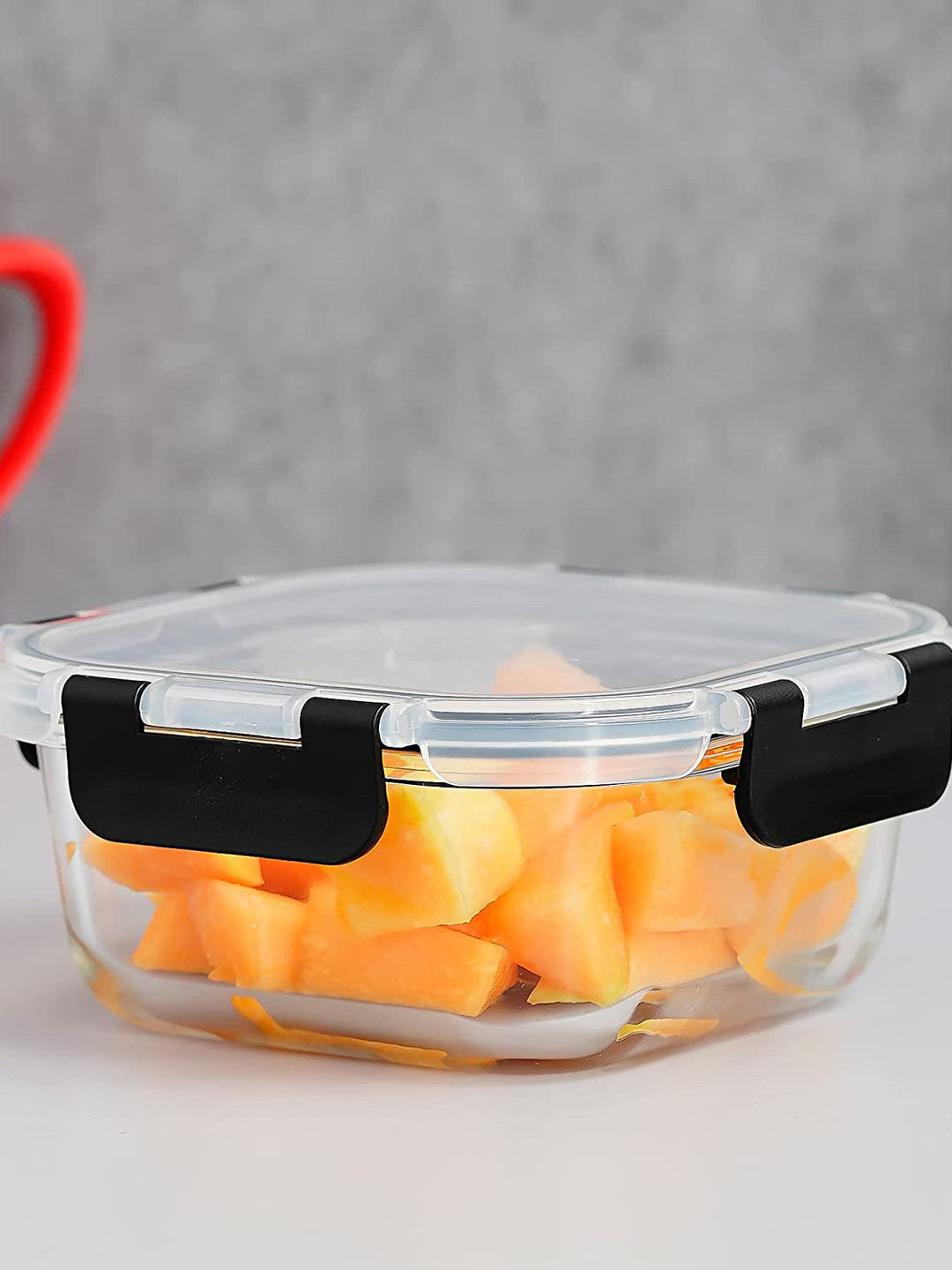 Femora Transparent Borosilicate Glass Dishwasher Safe Clip-On Graduated Container-800ml