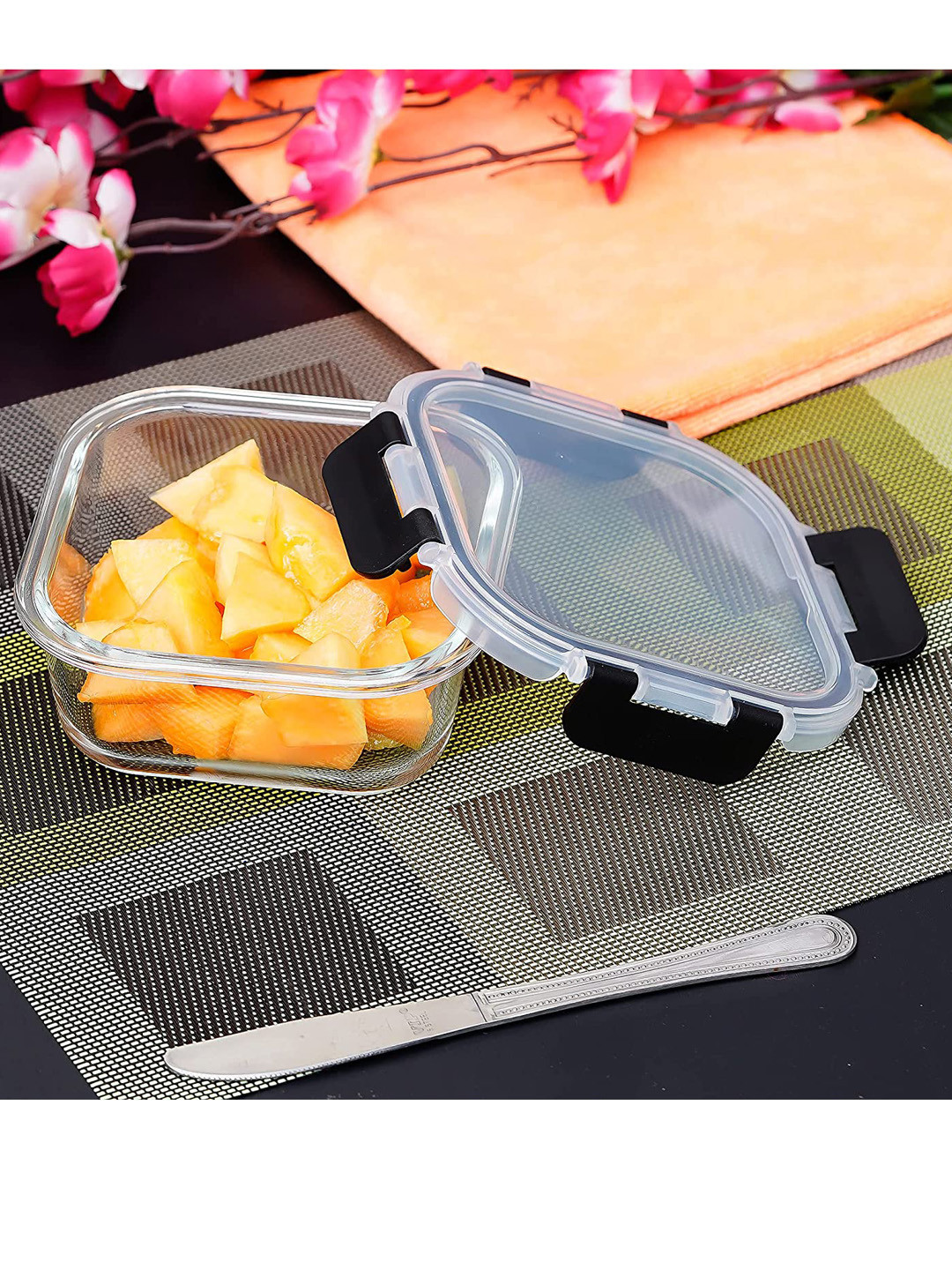 Femora Transparent Borosilicate Glass Dishwasher Safe Clip-On Graduated Container-300ml