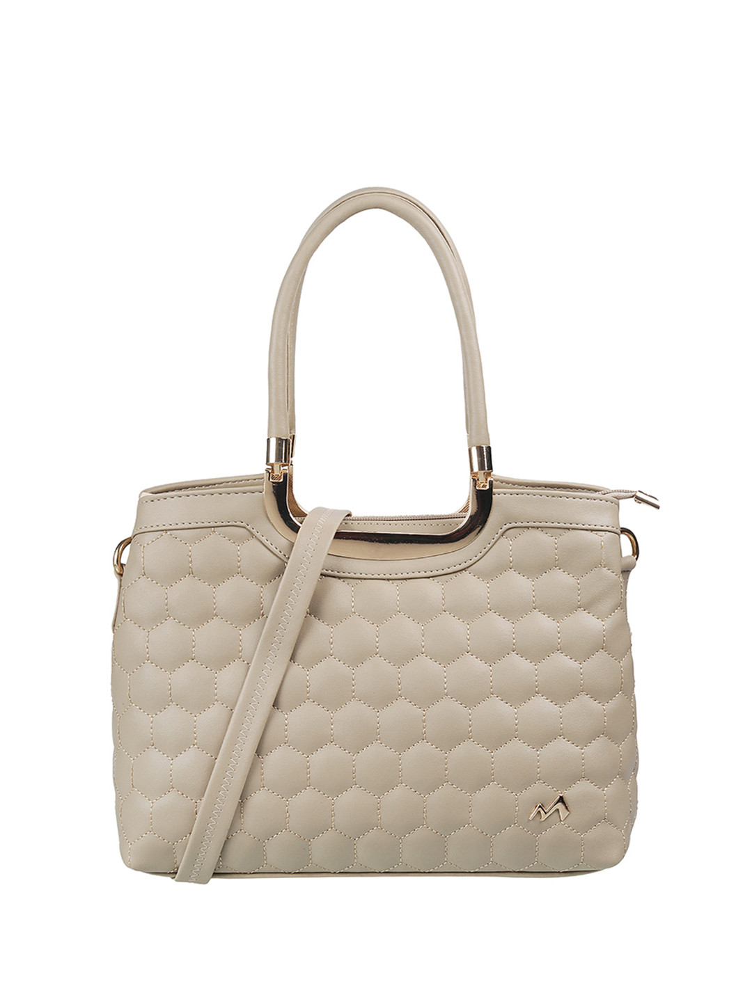 Metro Beige Oversized Structured Handheld Bag with Quilted