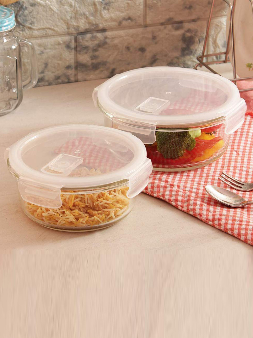 Femora Transparent Borosilicate Glass Dishwasher Safe 3 Piece Clip-On Graduated Container