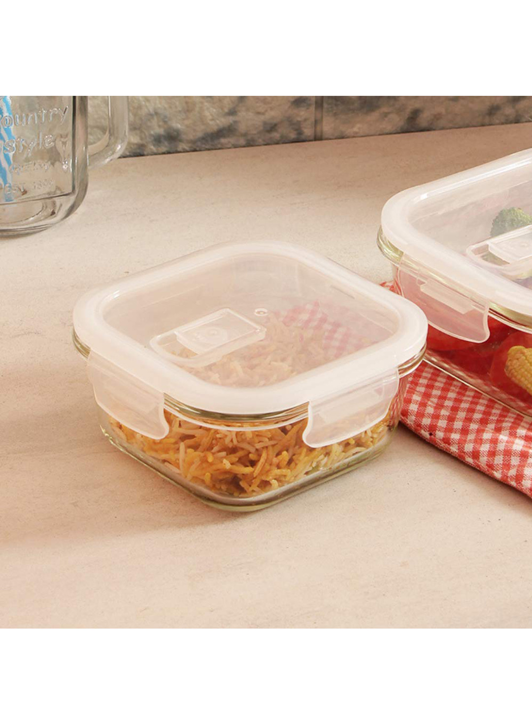 Femora Transparent Borosilicate Glass Microwave Safe Clip-On Graduated Container-300ml