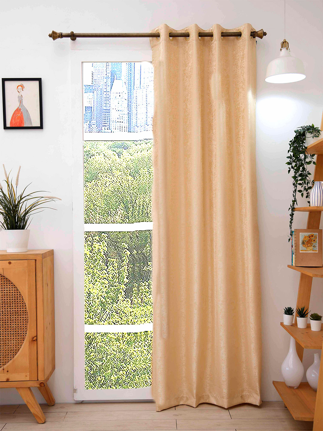 Ariana Beige Black Out Door Curtain