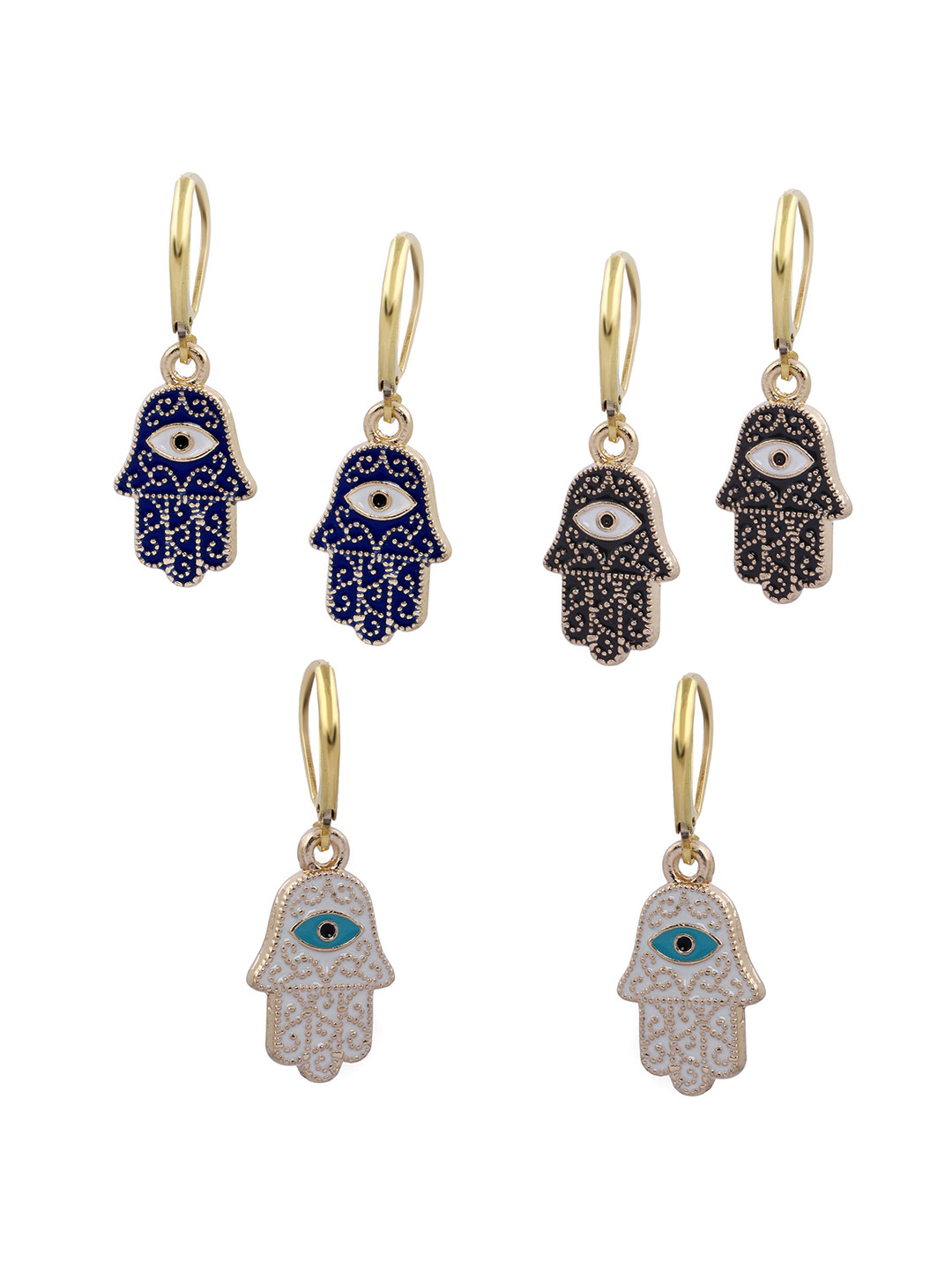 EL REGALO Black & White Contemporary Drop Earrings Set Of 3