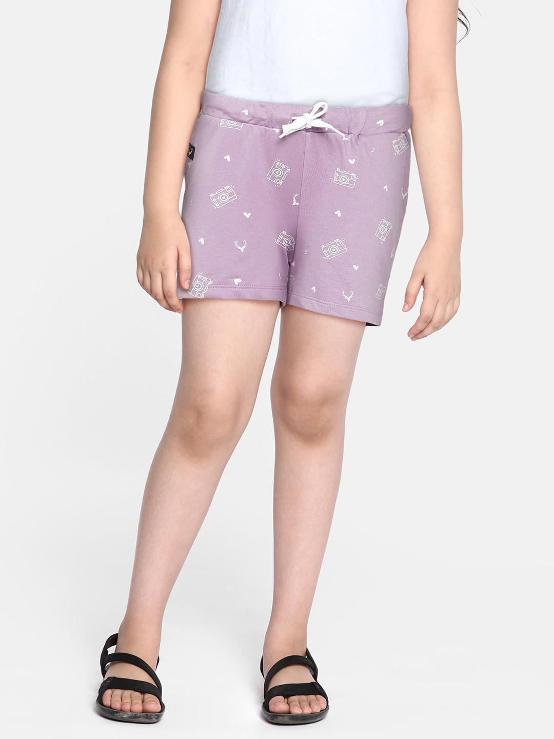 Allen Solly Junior Girls Lavender Printed Pure Cotton Shorts