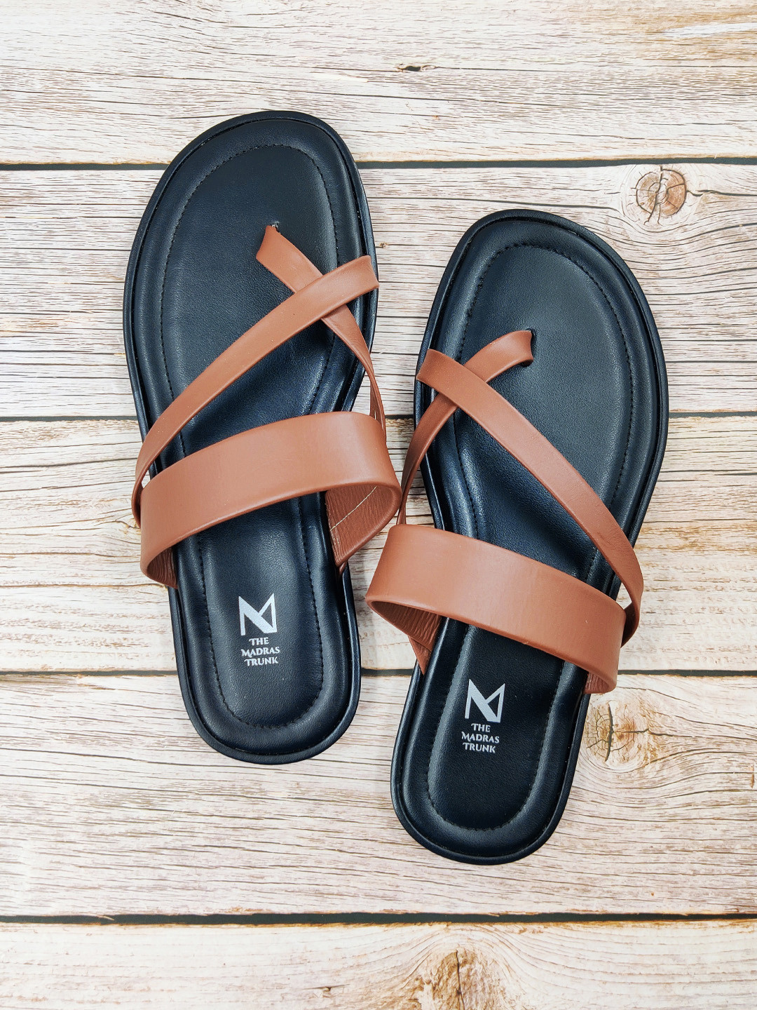 THE MADRAS TRUNK Men Brown Leather Comfort Sandals
