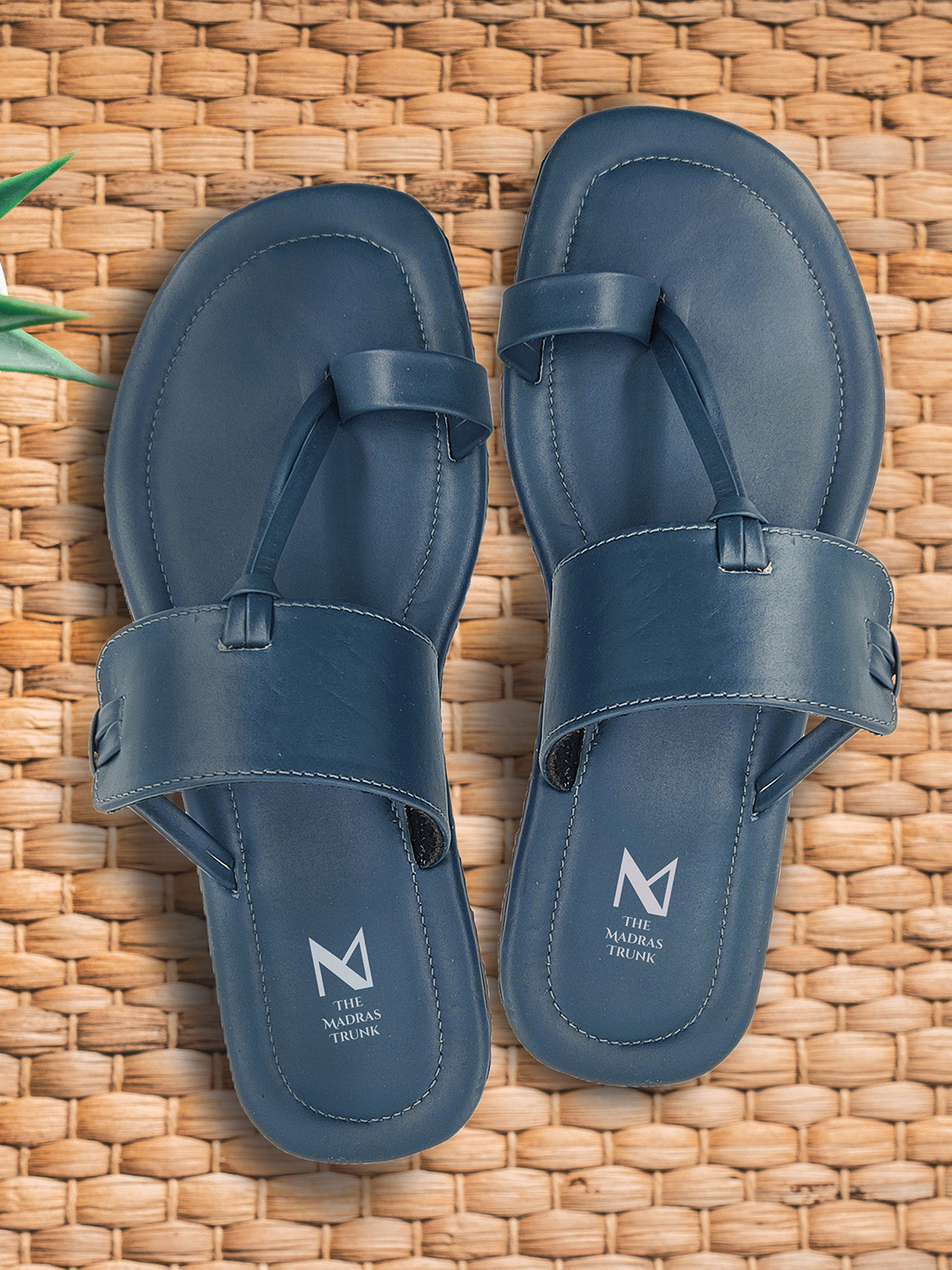 THE MADRAS TRUNK Men Blue T-Strap Flats