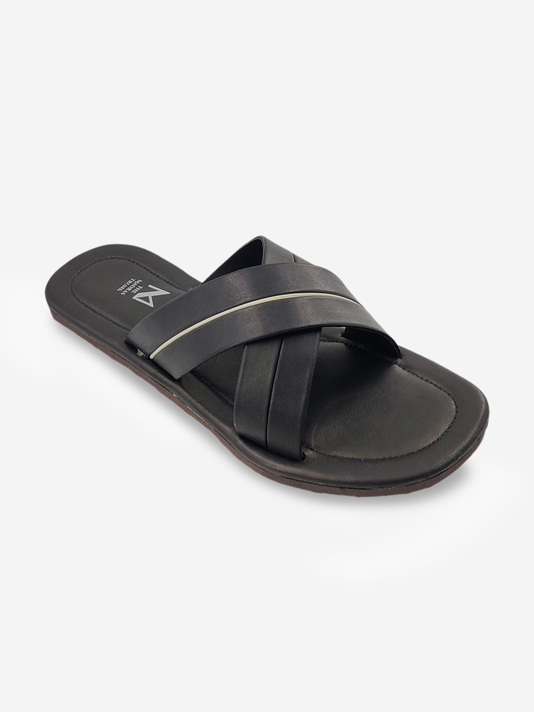 THE MADRAS TRUNK Men Black Leather Comfort Sandals