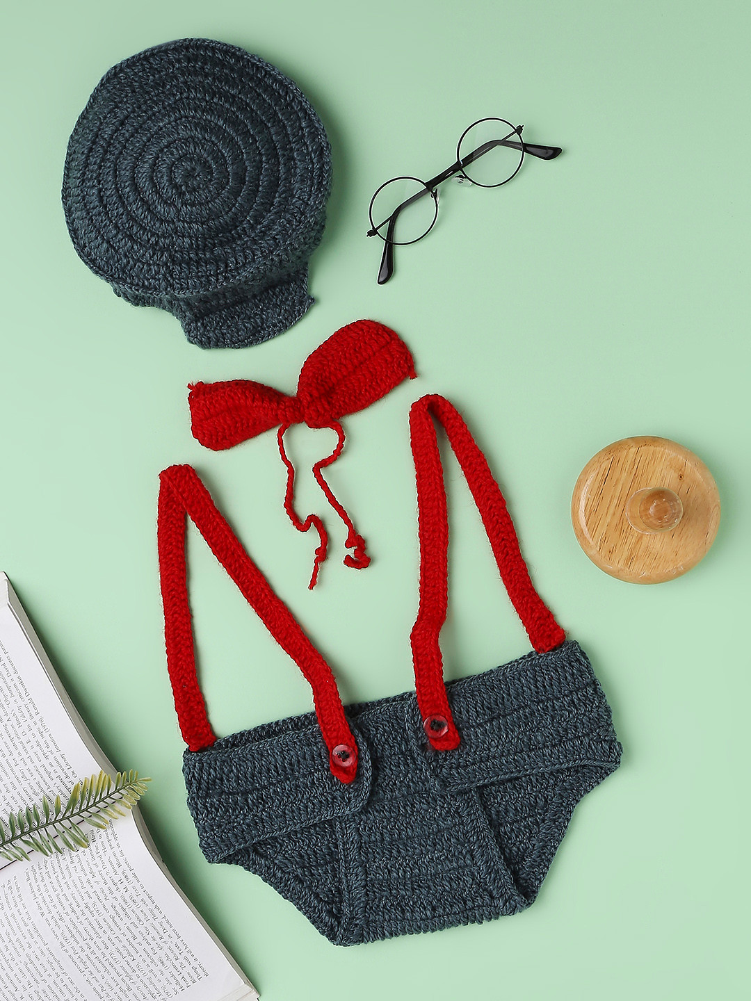 Babymoon Grey Captain Newborn Photography Crochet Outfit