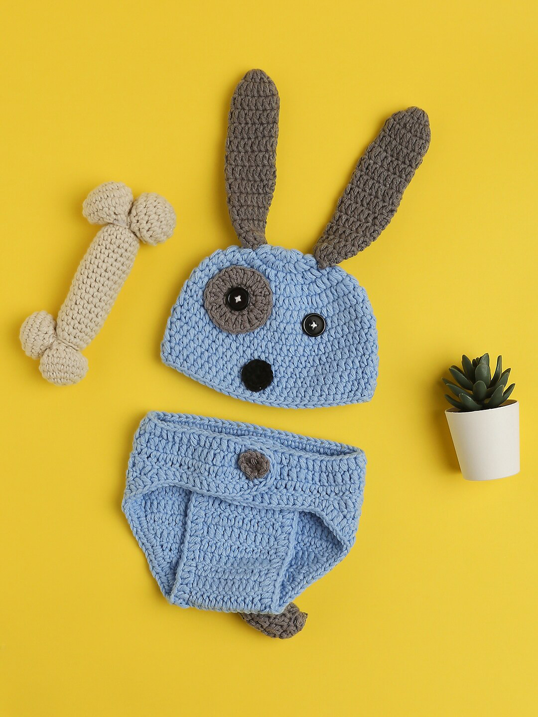 Babymoon Newborn Blue Dog Shorts, Cap & Bone Photography Prop Costumes