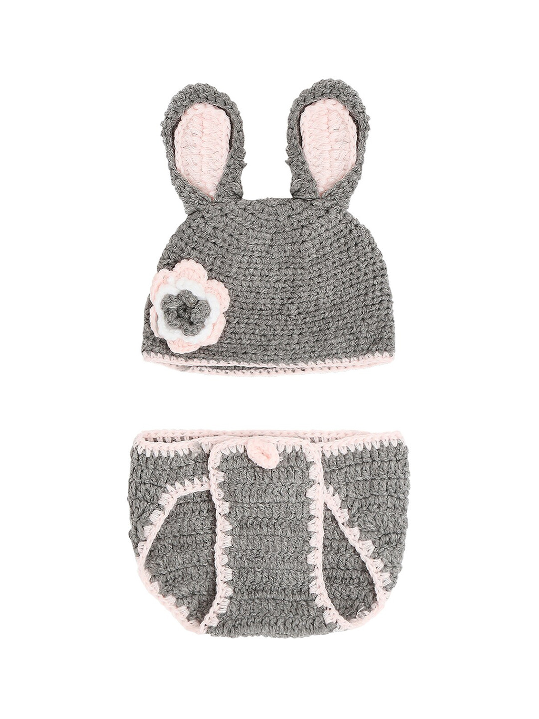 Babymoon Kids Grey Rabbit Photography Crochet Outfit Costume