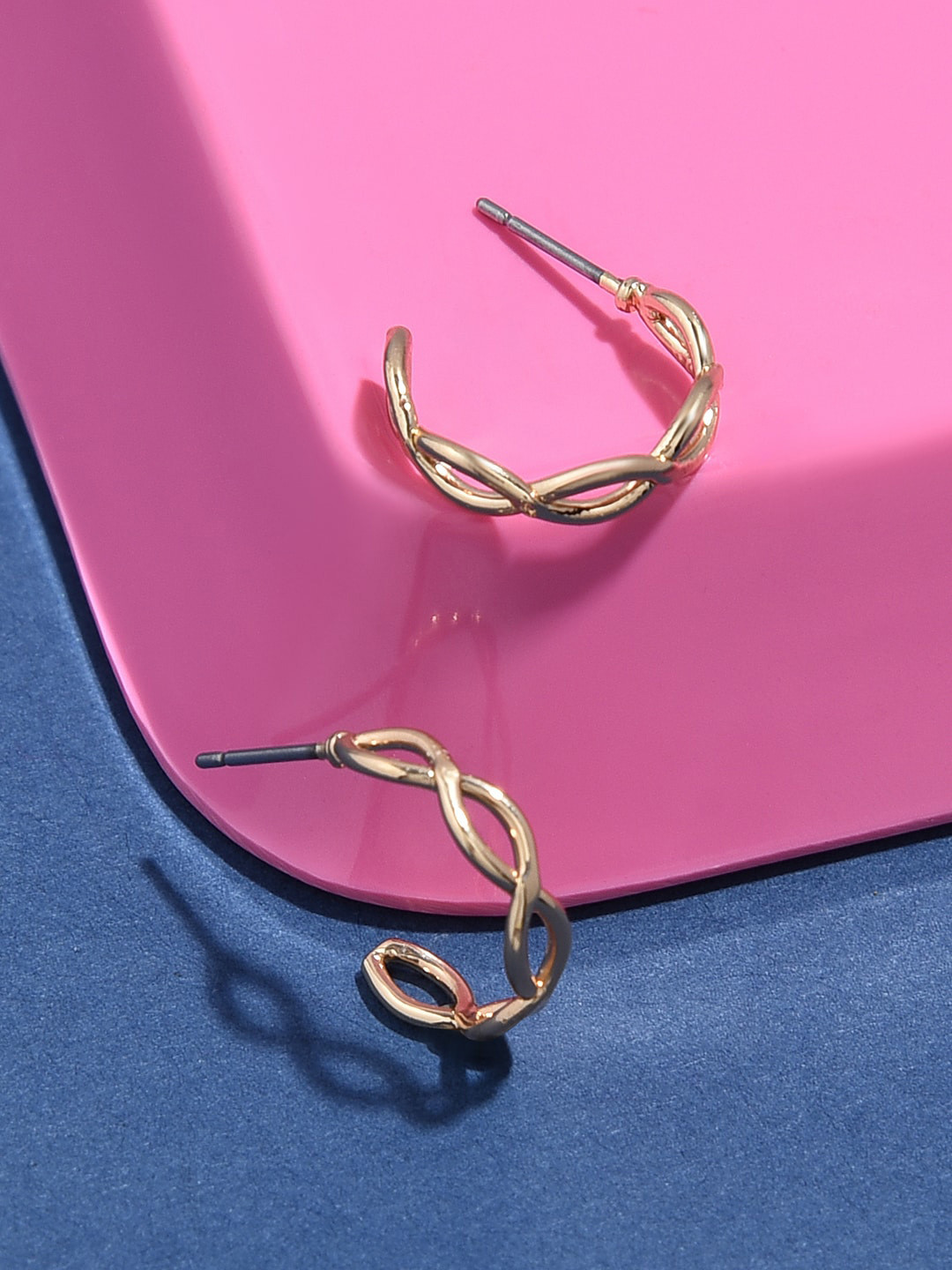 Accessorize Women Gold Crossover Hoop Earrings