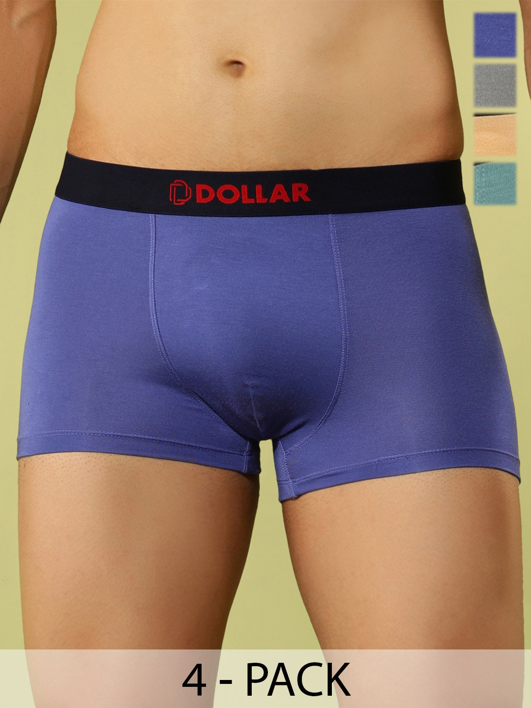 Dollar Bigboss Men Solid Pack of 4 Micro Modal Contoured Pouch Trunk
