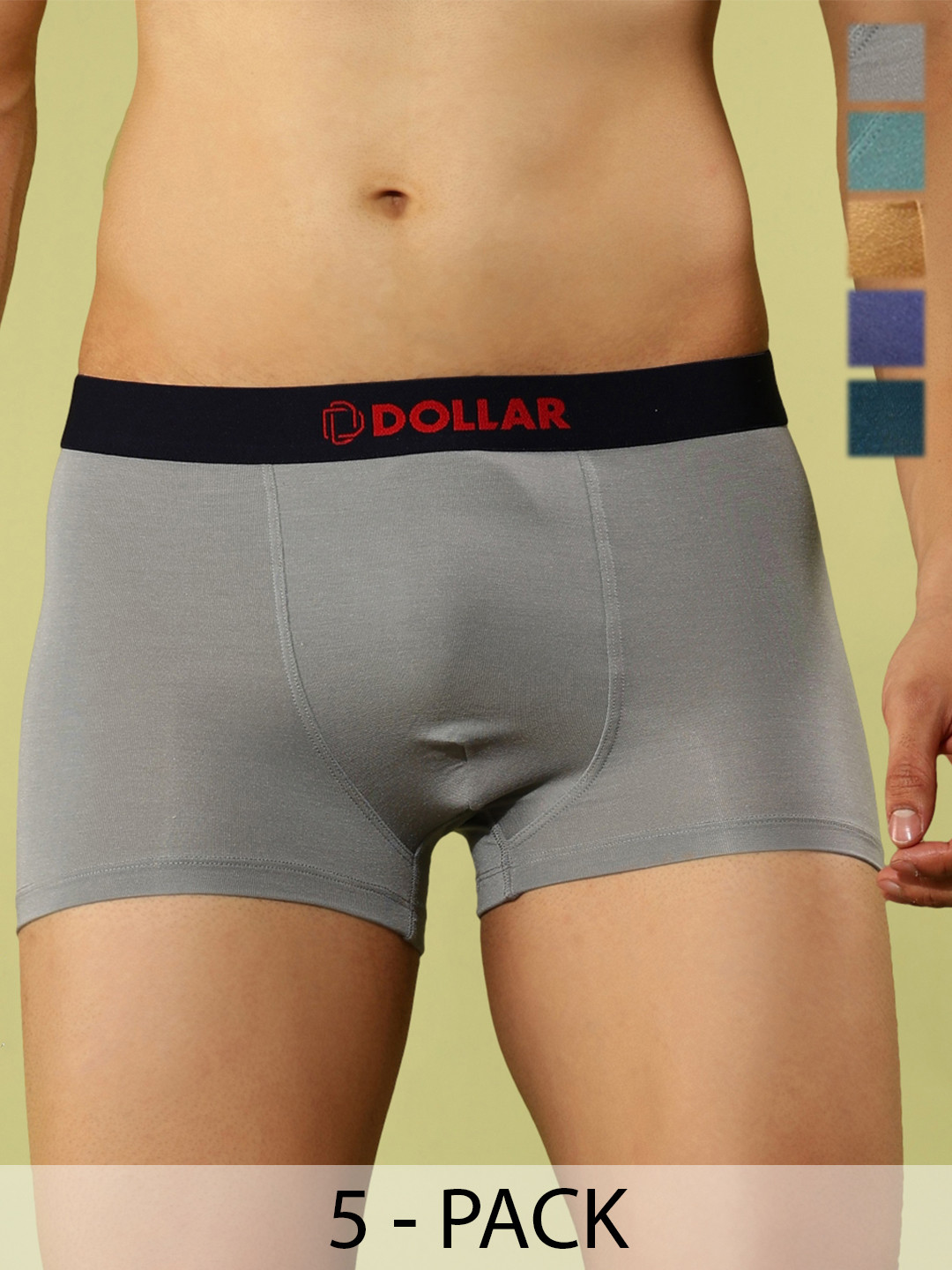 Dollar Bigboss Men Solid Pack of 5 Micro Modal Contoured Pouch Trunk