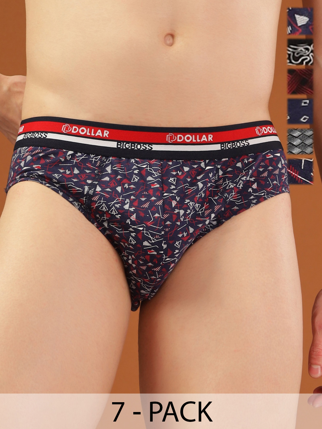 Dollar Bigboss Men Printed Pack of 7 Functional Pouch Support Brief