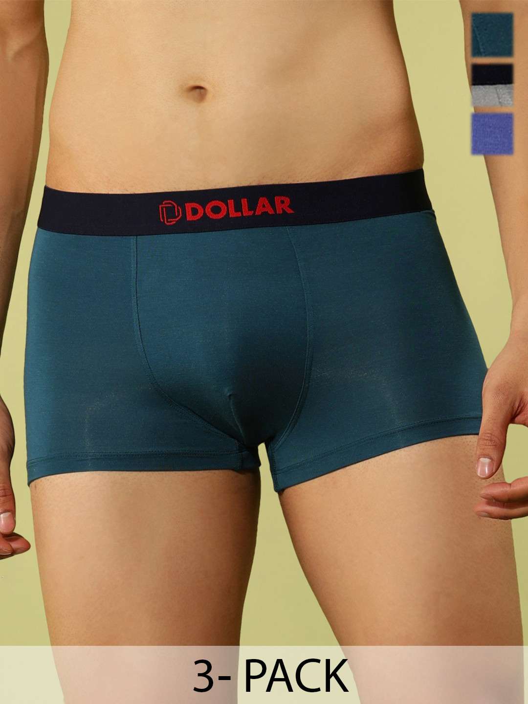 Dollar Bigboss Men Solid Pack of 3 Micro Modal Contoured Pouch Trunk