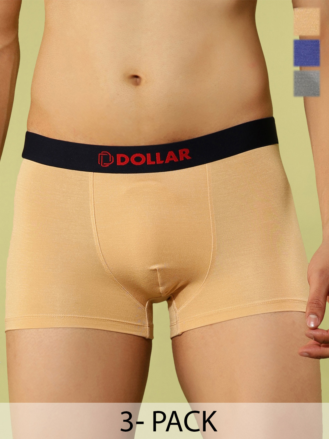 Dollar Bigboss Men Solid Pack of 3 Micro Modal Contoured Pouch Trunk