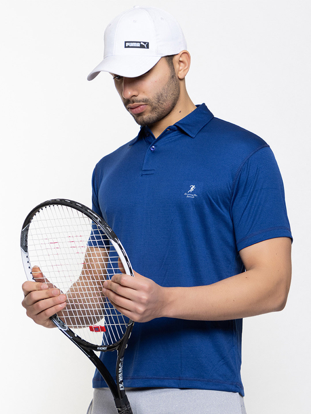 ARMISTO Men Blue Polo Collar Dri-FIT Training or Gym T-shirt