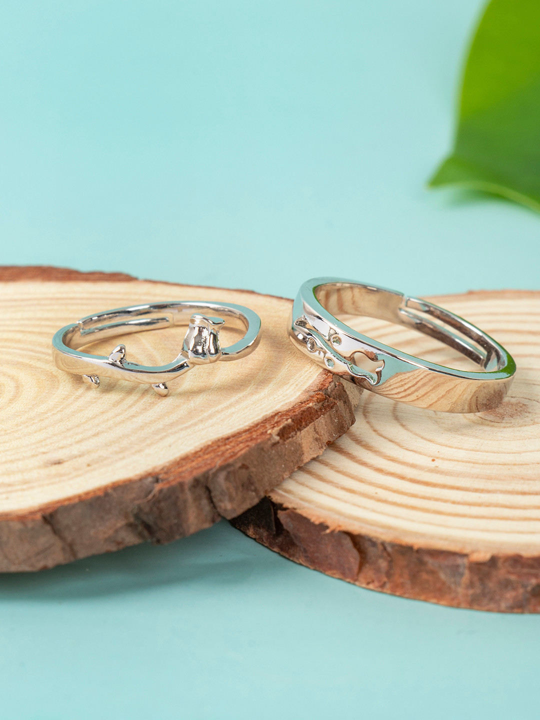 Arendelle 925 Sterling Silver Adjustable Couple Finger Rings