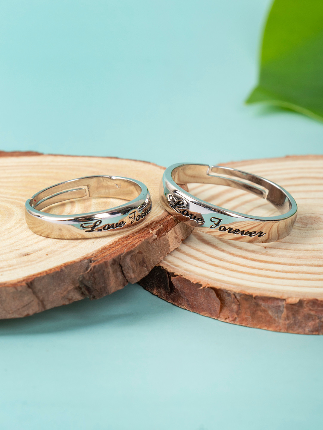 Arendelle Set Of 2 Silver-Plated Love Forever Heart Couple Ring