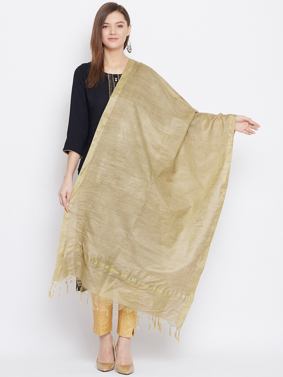Clora Creation Beige Tussar Silk Dupatta