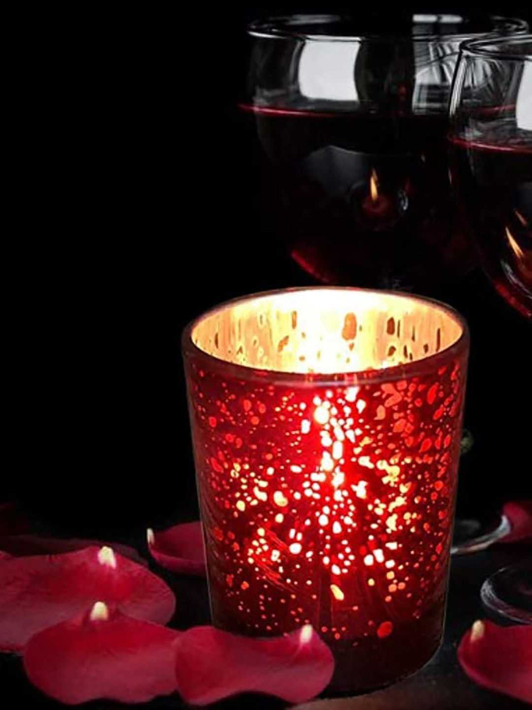 Homesake Set Of 10 Red Mercury Silver T Light Holder With Free Candle