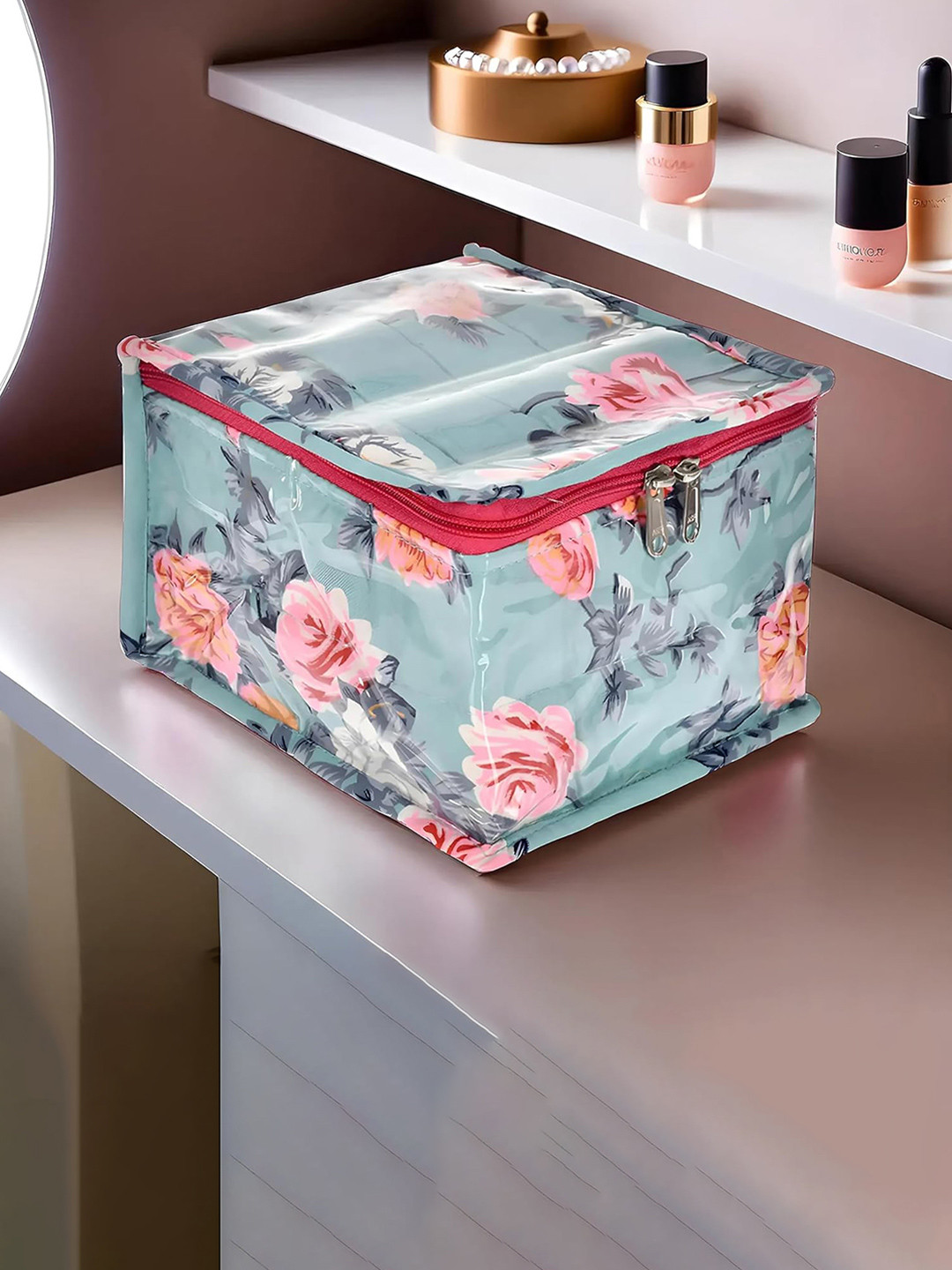Kuber Industries Green Flower Printed Organisers