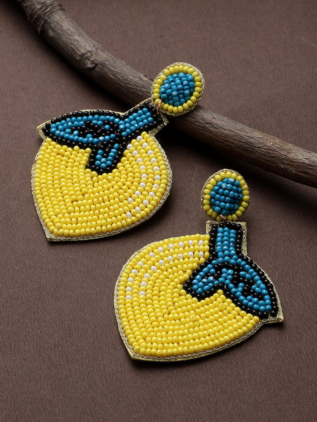 Mali Fionna Yellow Contemporary Drop Earrings