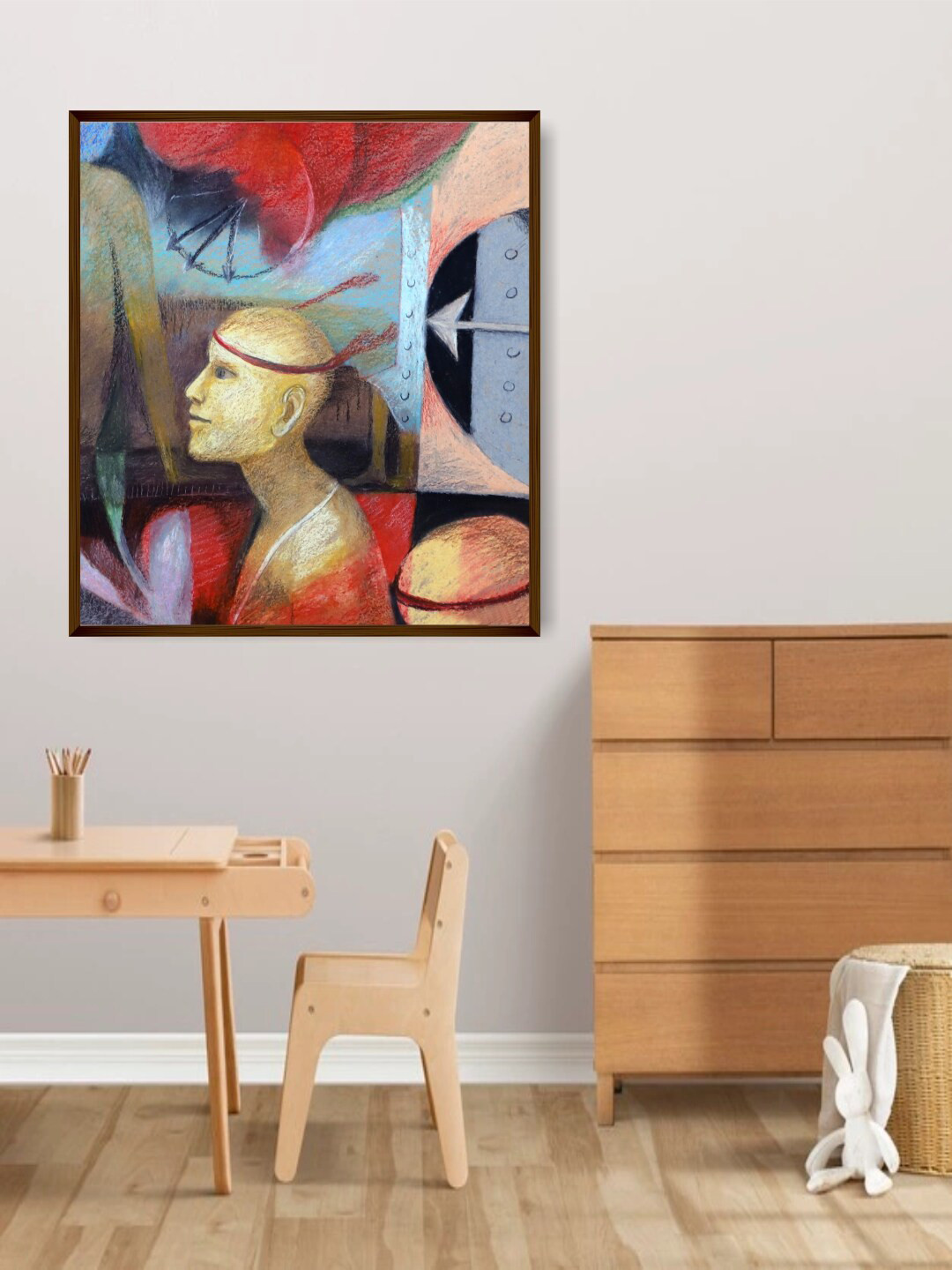 The Art House Beige & Blue Abstract Wall Art