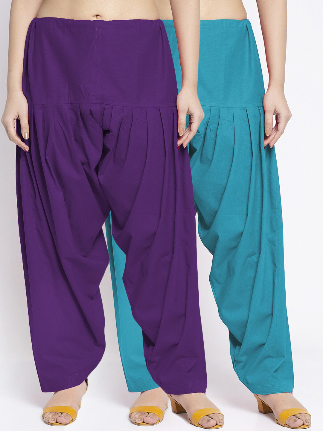 GRACIT Women Purple & Blue Pack of 2 Solid Cotton Salwars